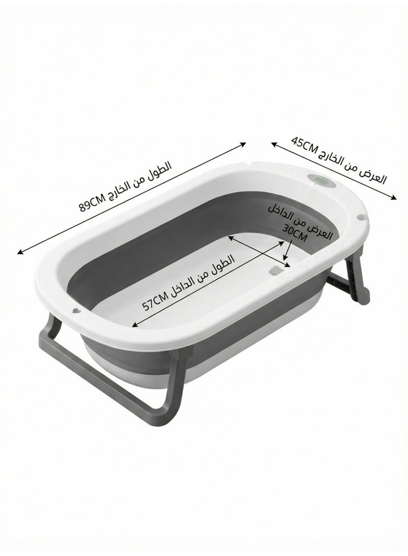 POPYPAPA 5-in-1 Foldable Baby Bathtub Set with Digital Temperature Sensor & Bath Cushion – Portable, Non-Slip, and Space-Saving Bathing Kit for Newborns and Toddlers - Image 2